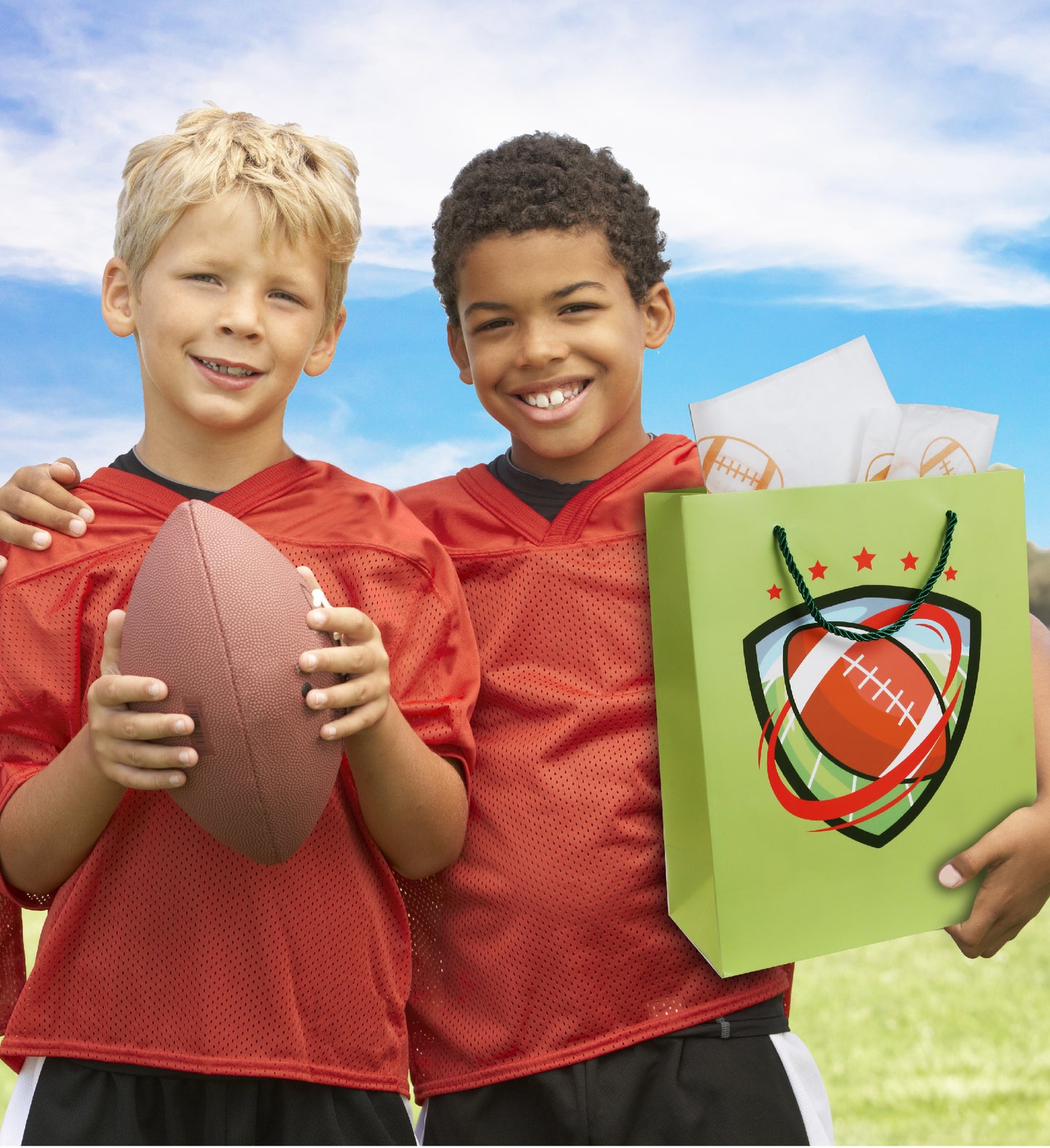 Football Gift Bag with Football Tissue Paper