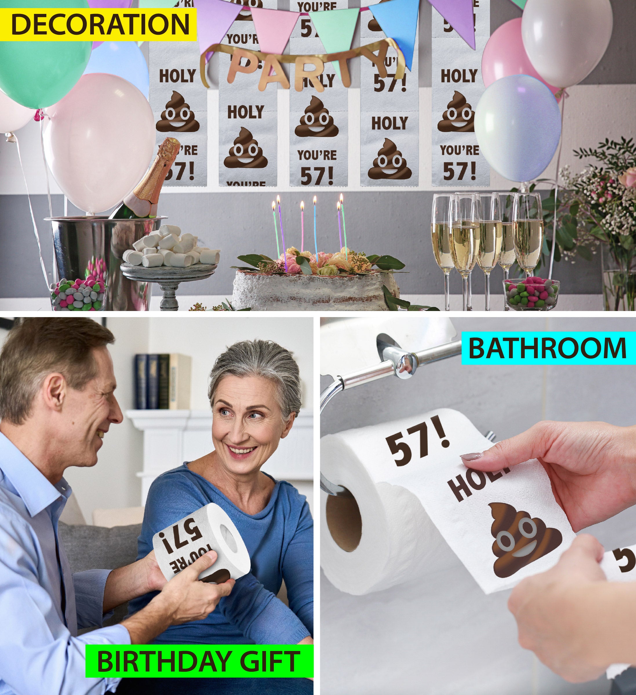 Happy 50th Birthday Gifts, 3-Ply Funny Toilet Paper Roll, Holy Poop You're  50 Printed Toilet Paper Gag Gift, Pranks & Surprises Bathroom Decor for  Boys Son and Girls, Cheers to 50 Bday