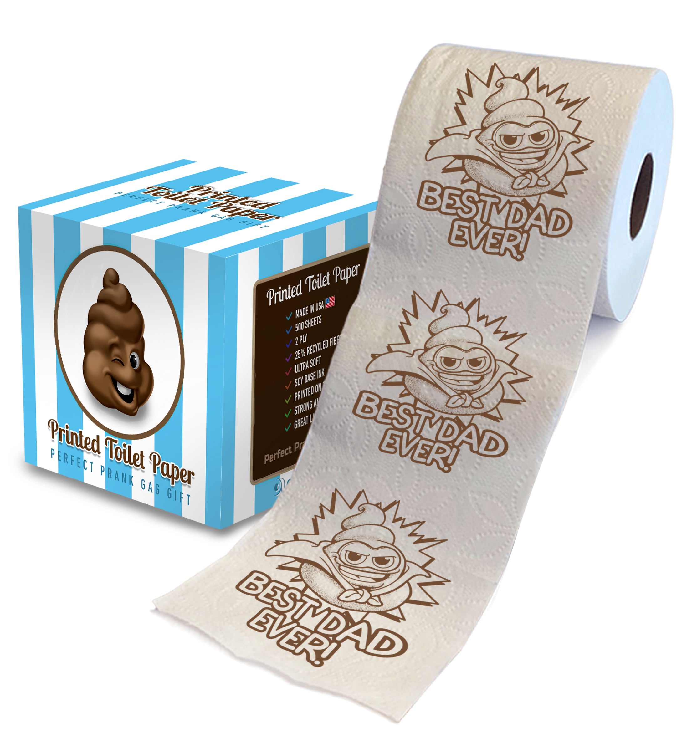 Printed TP Happy Fathers Day Best Dad Ever Printed Toilet Paper - 500 –  PrintedTP.com